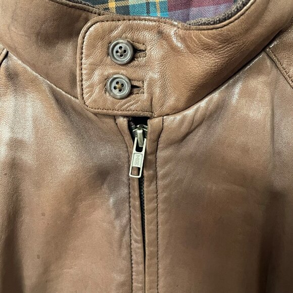 Abercrombie & Fitch Vintage 80s Leather Bomber Jacket Men’s Large Dark Camel - Picture 4 of 9